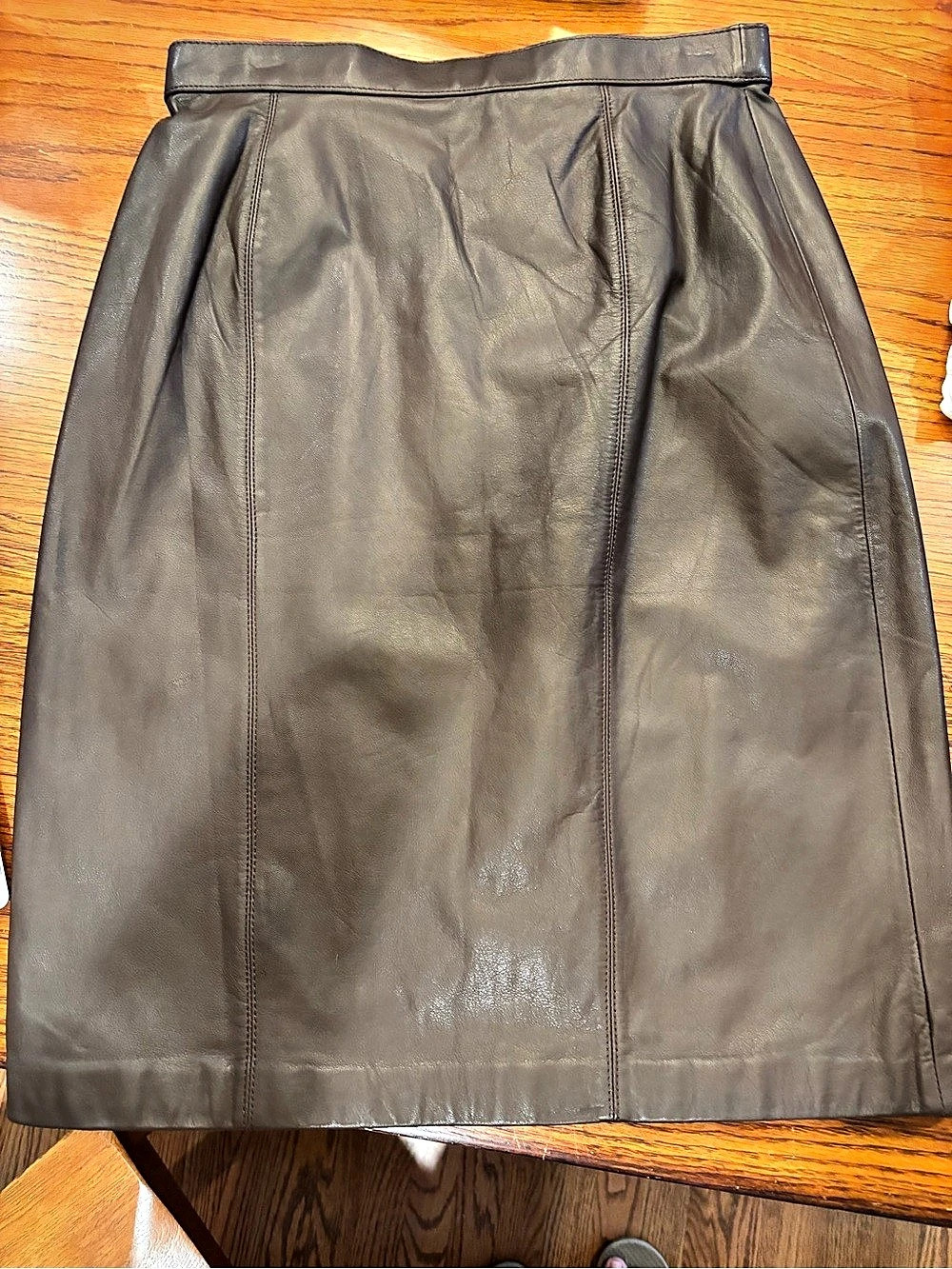 Cedars Leather Midi Skirt in Brown